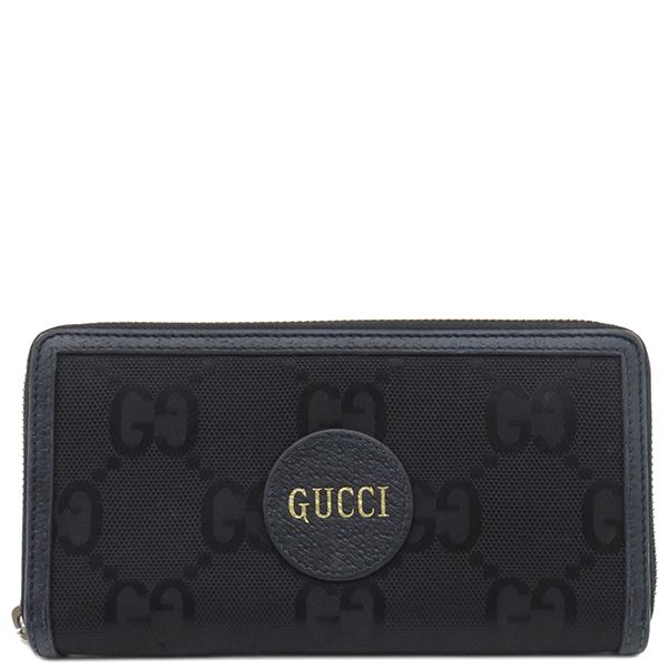 Gucci Long Wallet Off the Grid Zip Around Wallet Nylon Leather Black Silver