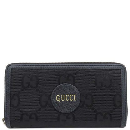 Gucci Long Wallet Off the Grid Zip Around Wallet Nylon Leather Black Silver