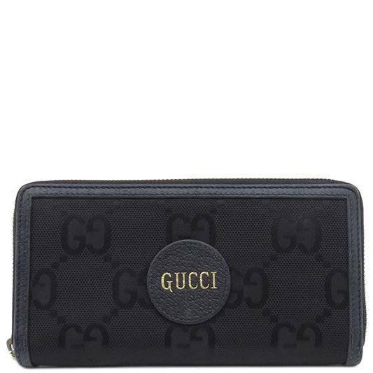 Gucci Long Wallet Off the Grid Zip Around Wallet Nylon Leather Black Silver