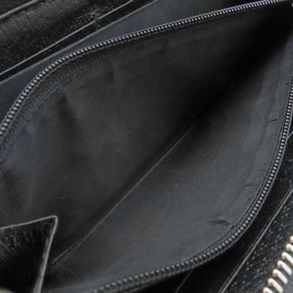 Gucci Long Wallet Off the Grid Zip Around Wallet Nylon Leather Black Silver