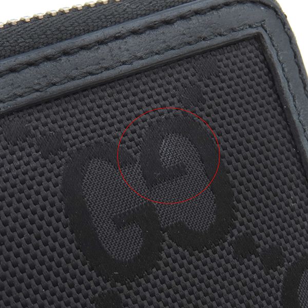 Gucci Long Wallet Off the Grid Zip Around Wallet Nylon Leather Black Silver