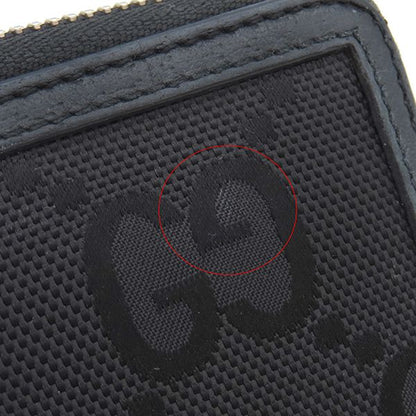 Gucci Long Wallet Off the Grid Zip Around Wallet Nylon Leather Black Silver