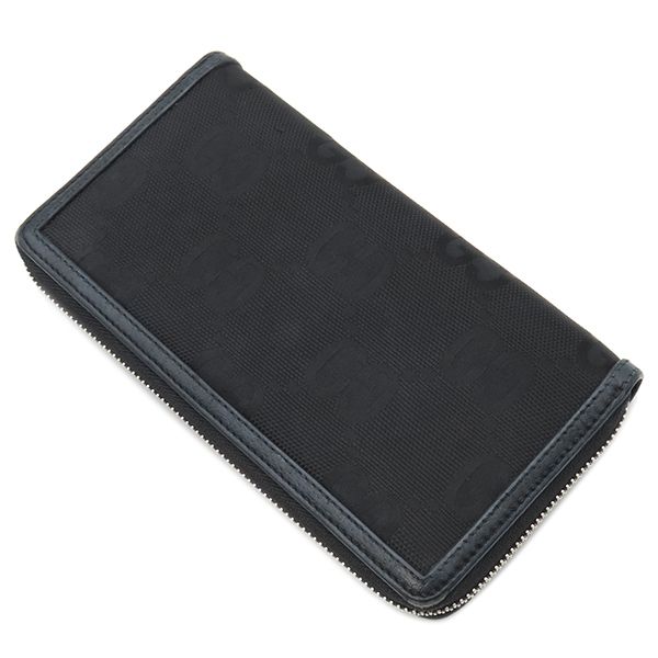 Gucci Long Wallet Off the Grid Zip Around Wallet Nylon Leather Black Silver