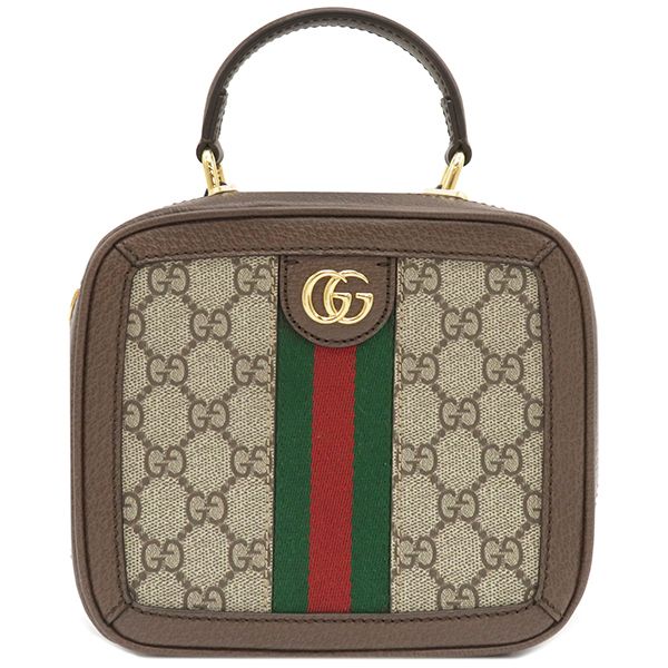 Gucci 2-Way Bag Ophidia Mini Top Handle GG Supreme Canvas Beige and Ebony Gold