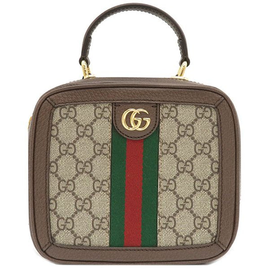 Gucci 2-Way Bag Ophidia Mini Top Handle GG Supreme Canvas Beige and Ebony Gold