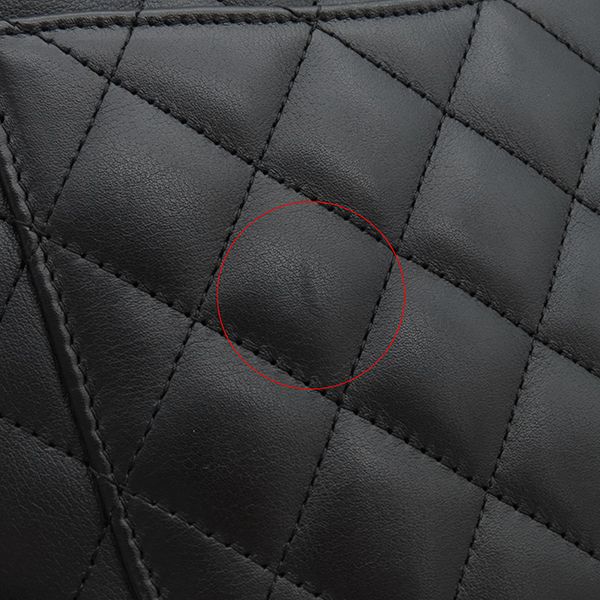 Chanel Tote Bag Cambon Line Leather Black X White Silver Hardware Black Pink