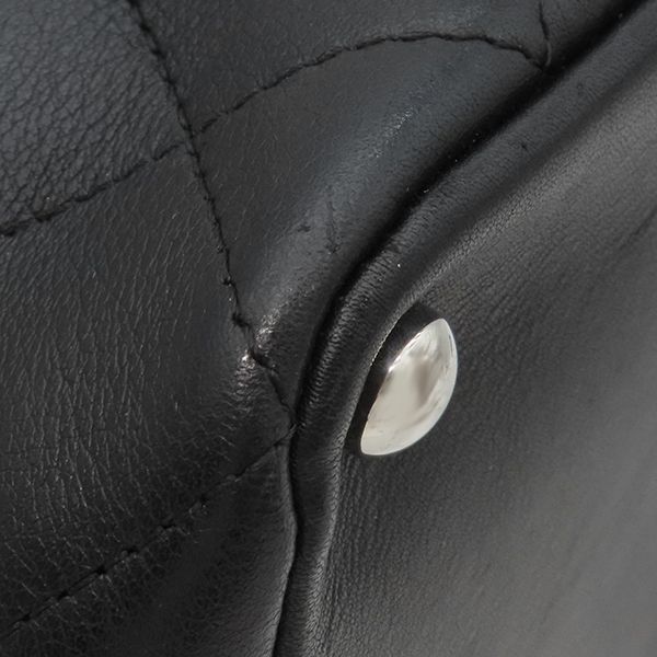 Chanel Tote Bag Cambon Line Leather Black X White Silver Hardware Black Pink