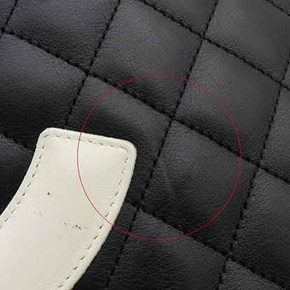 Chanel Tote Bag Cambon Line Leather Black X White Silver Hardware Black Pink