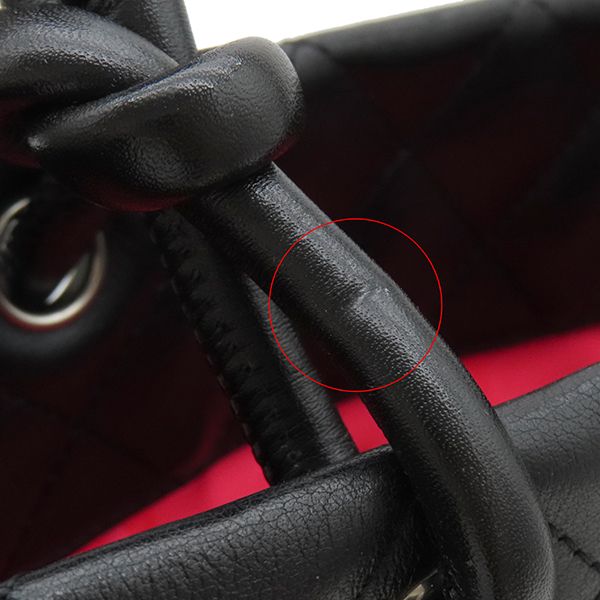 Chanel Tote Bag Cambon Line Leather Black X White Silver Hardware Black Pink