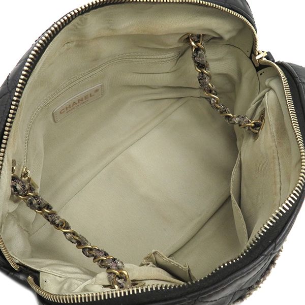 Chanel Shoulder Bag Matelasse Tweed Shoulder Lambskin Tweed Black Vintage