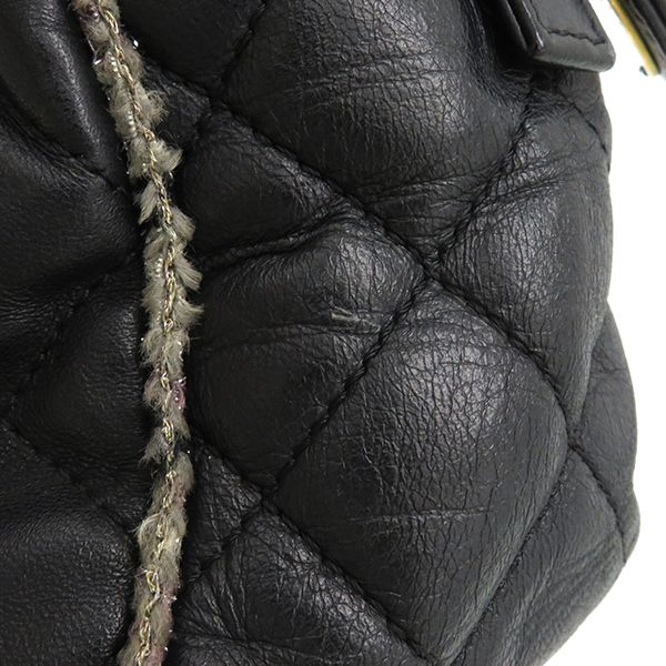 Chanel Shoulder Bag Matelasse Tweed Shoulder Lambskin Tweed Black Vintage