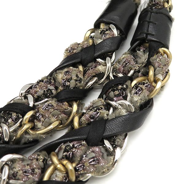 Chanel Shoulder Bag Matelasse Tweed Shoulder Lambskin Tweed Black Vintage