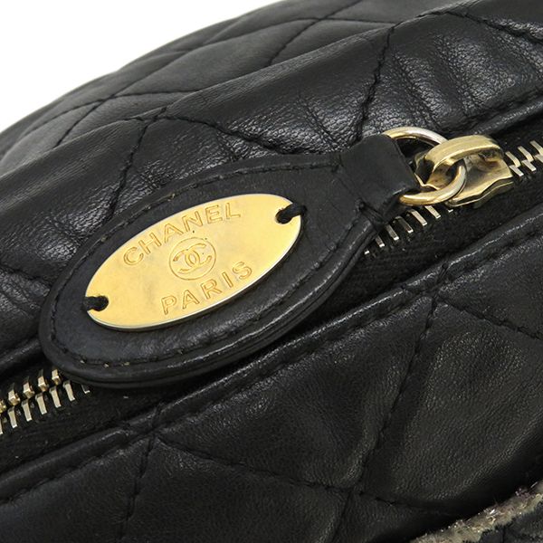Chanel Shoulder Bag Matelasse Tweed Shoulder Lambskin Tweed Black Vintage