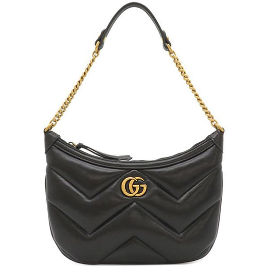 Gucci Shoulder Bag GG Marmont Small Leather Black Vintage Hardware Black Chain