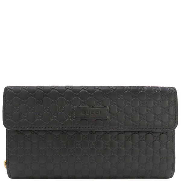 Gucci Long Wallet Micro Gucci Guccissima Leather Black Gold Hardware Black Double G