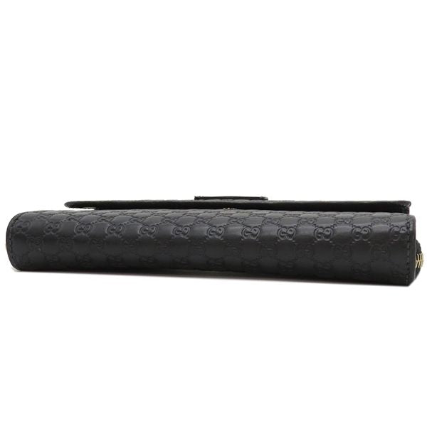 Gucci Long Wallet Micro Gucci Guccissima Leather Black Gold Hardware Black Double G