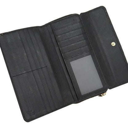 Gucci Long Wallet Micro Gucci Guccissima Leather Black Gold Hardware Black Double G