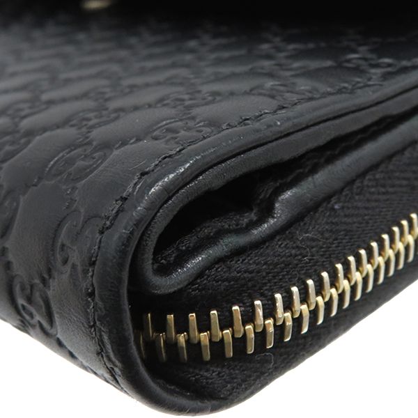 Gucci Long Wallet Micro Gucci Guccissima Leather Black Gold Hardware Black Double G