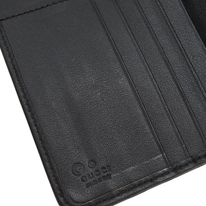 Gucci Long Wallet Micro Gucci Guccissima Leather Black Gold Hardware Black Double G