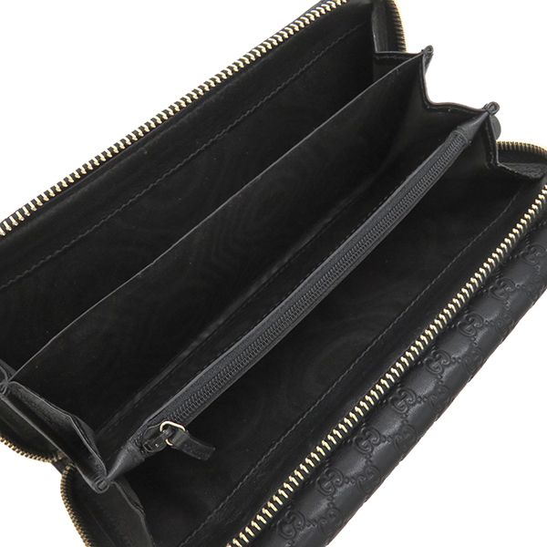 Gucci Long Wallet Micro Gucci Guccissima Leather Black Gold Hardware Black Double G