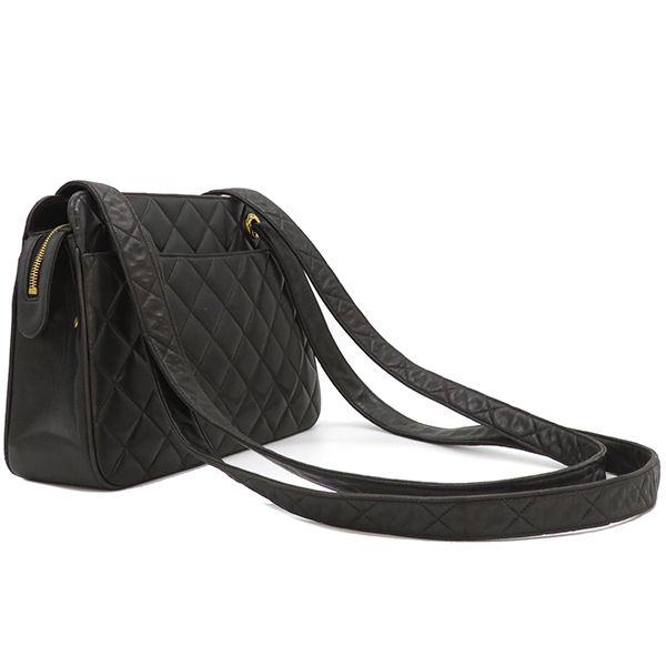 Chanel Shoulder Bag Matelasse Leather Black Gold Hardware Black Chain Shoulder