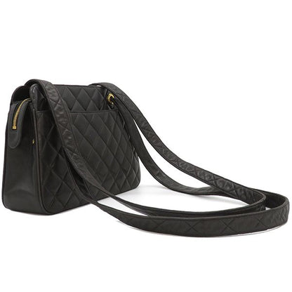 Chanel Shoulder Bag Matelasse Leather Black Gold Hardware Black Chain Shoulder