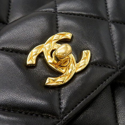Chanel Shoulder Bag Matelasse Leather Black Gold Hardware Black Chain Shoulder