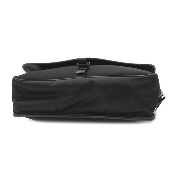 Prada Shoulder Bag Nylon Messenger Bag Nylon Leather Black Silver Hardware