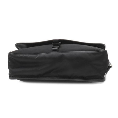 Prada Shoulder Bag Nylon Messenger Bag Nylon Leather Black Silver Hardware