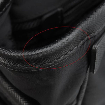 Prada Shoulder Bag Nylon Messenger Bag Nylon Leather Black Silver Hardware