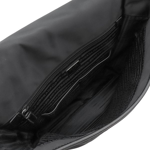 Prada Shoulder Bag Nylon Messenger Bag Nylon Leather Black Silver Hardware