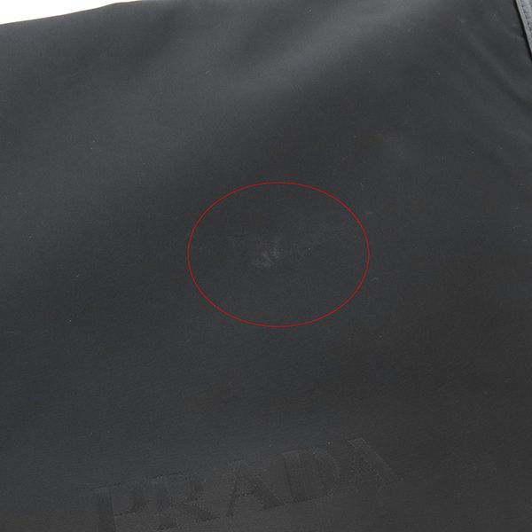 Prada Shoulder Bag Nylon Messenger Bag Nylon Leather Black Silver Hardware