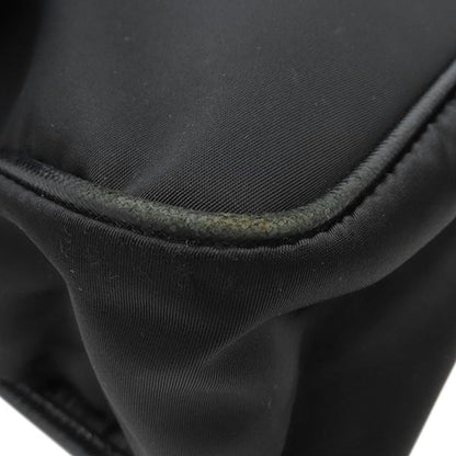 Prada Shoulder Bag Nylon Messenger Bag Nylon Leather Black Silver Hardware