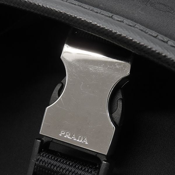 Prada Shoulder Bag Nylon Messenger Bag Nylon Leather Black Silver Hardware