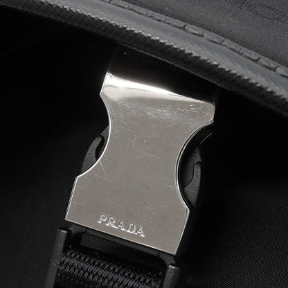 Prada Shoulder Bag Nylon Messenger Bag Nylon Leather Black Silver Hardware