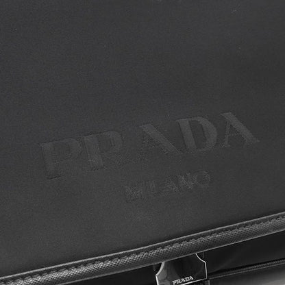 Prada Shoulder Bag Nylon Messenger Bag Nylon Leather Black Silver Hardware