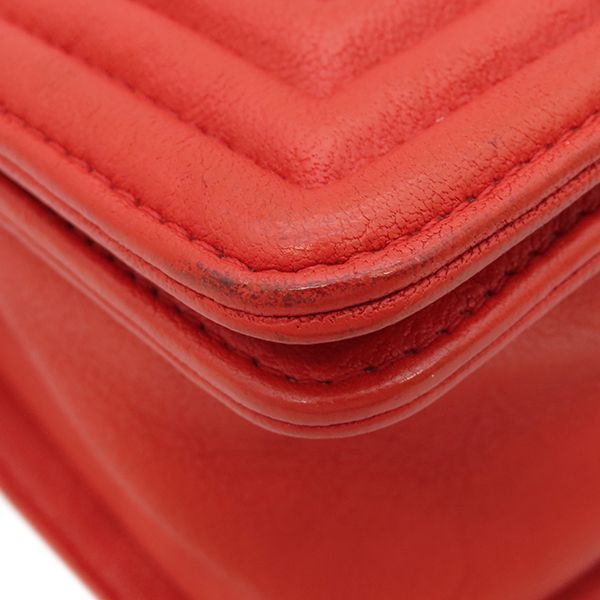 Chanel Shoulder Bag Boy Chanel Calfskin Red Silver Hardware Studs Red Shoulder