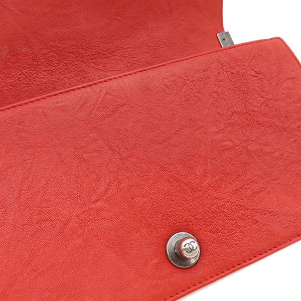 Chanel Shoulder Bag Boy Chanel Calfskin Red Silver Hardware Studs Red Shoulder