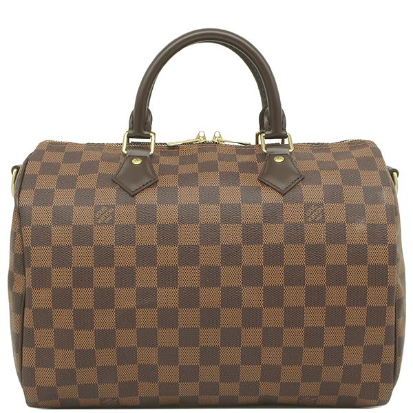 Louis Vuitton Handbag Speedy Bandoliere 30 Damier Canvas Damier Ebene Gold