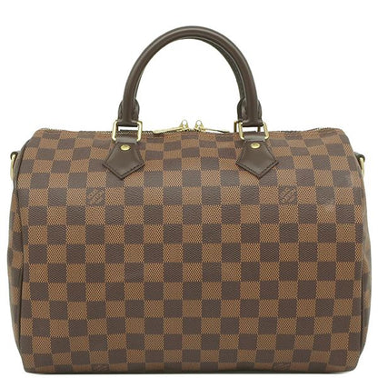 Louis Vuitton Handbag Speedy Bandoliere 30 Damier Canvas Damier Ebene Gold