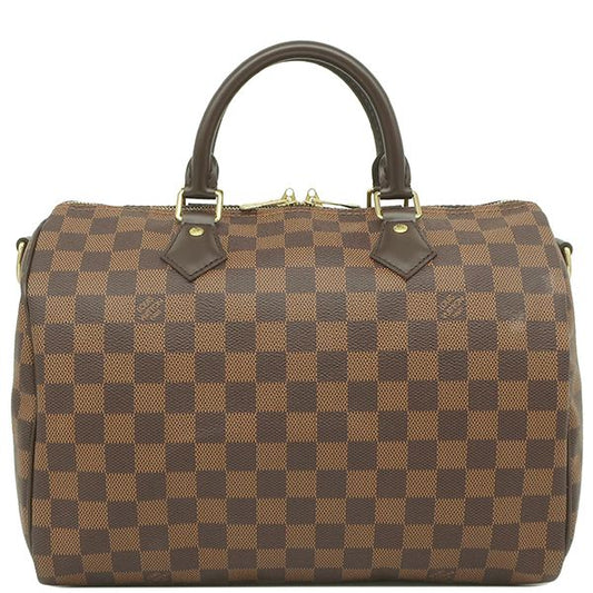 Louis Vuitton Handbag Speedy Bandoliere 30 Damier Canvas Damier Ebene Gold