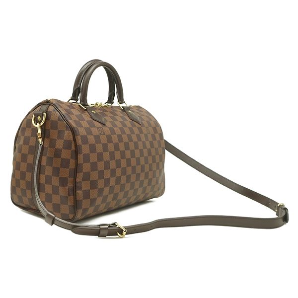 Louis Vuitton Handbag Speedy Bandoliere 30 Damier Canvas Damier Ebene Gold