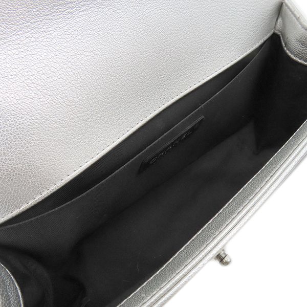 Chanel Shoulder Bag Boy Chanel Calf Silver and Black Silver Hardware Black