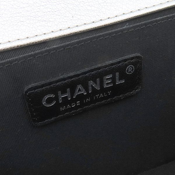 Chanel Shoulder Bag Boy Chanel Calf Silver and Black Silver Hardware Black