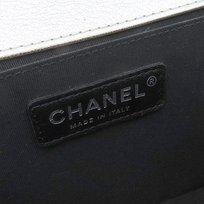 Chanel Shoulder Bag Boy Chanel Calf Silver and Black Silver Hardware Black