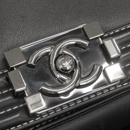 Chanel Shoulder Bag Boy Chanel Calf Silver and Black Silver Hardware Black