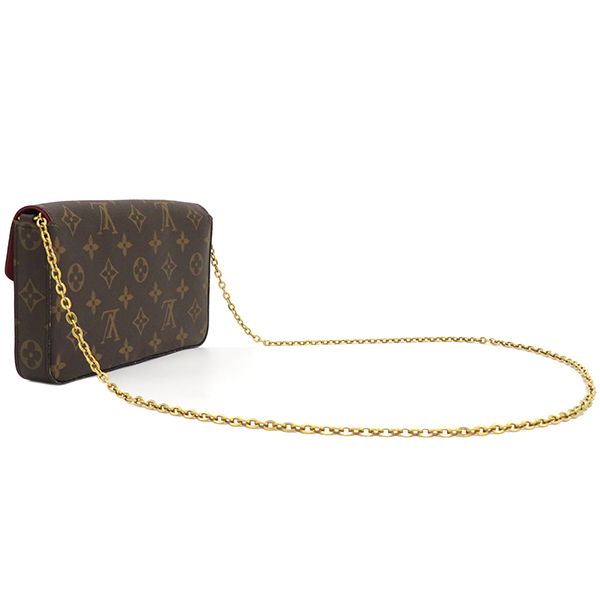 Louis Vuitton Chain Wallet Pochette Felicie Monogram Canvas Fuchsia Gold