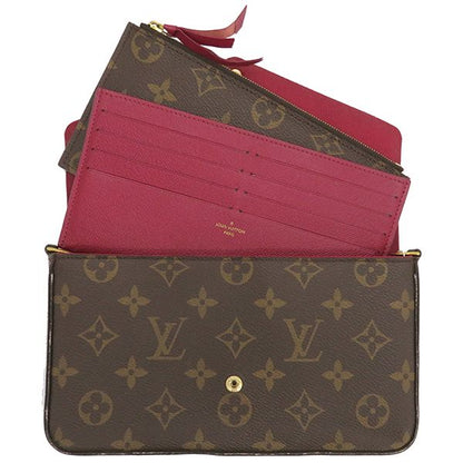 Louis Vuitton Chain Wallet Pochette Felicie Monogram Canvas Fuchsia Gold