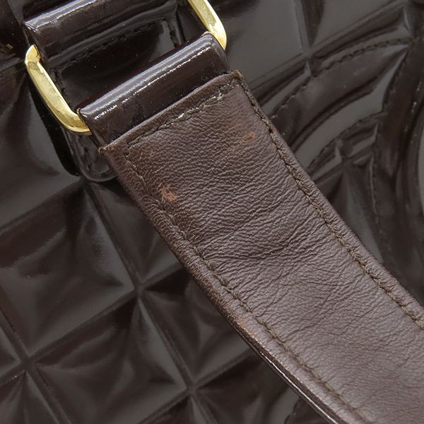 Chanel Boston Bag Choco Bar Patent Leather Brown Gold Hardware Brown Boston Bag