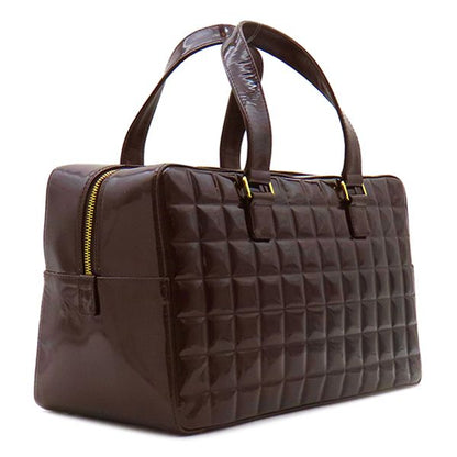 Chanel Boston Bag Choco Bar Patent Leather Brown Gold Hardware Brown Boston Bag